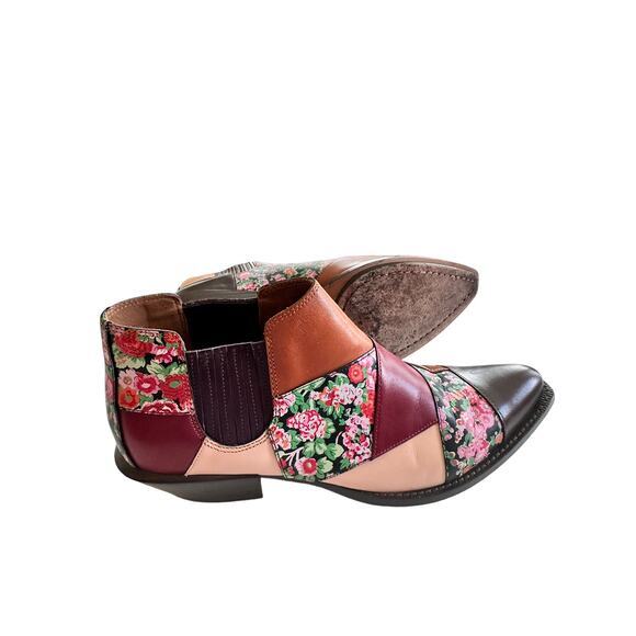 COACH Patchwork Bandit floral printed leather ankle boots booties 6.5‎ / 37 - Picture 7 of 12